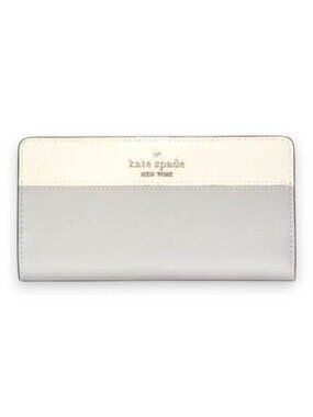Kate Spade New York Madison Gray/Platinum Colorblock Large Slim Bifold NWT